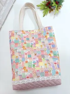 ハンドメイド 1-3 布のトートバッグ　ユキエモン『パズル』