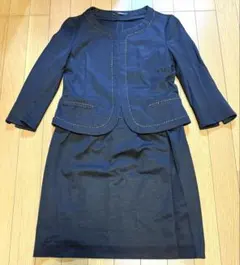 ROPE ノーカラージャケットスカートセットアップ スーツ ネイビー セレモニー