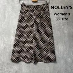 【美品】ノーリーズ NOLLEY'S 幾何学ドット柄 Aラインスカート 38 Mのサムネイル
