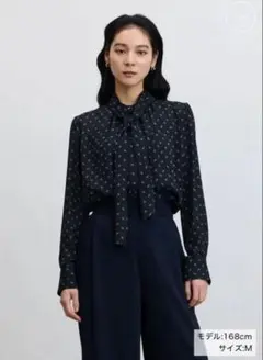 新品未使用】ANAYI ドットオーガンジーリボンブラウス ブラウン サイズ