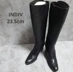 INDIV　インディヴィ　ロングブーツ　ベルトデザイン　ブラック　23.5　本革