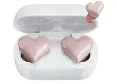 2025年新ハート型イヤホン ワイヤレスイヤホン かわいい ピンク イヤホン