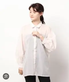 INGNI ラメ シアーシャツ ボリューム袖 襟付き アイボリー