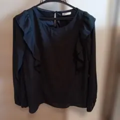 GLACIER ブラック フリルシャツ M