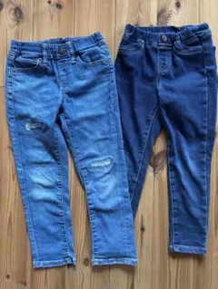 GU ユニクロ　デニムパンツ 2色セット　110 裏起毛