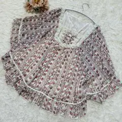 C.O.L.Z.A 花柄フリル ブラウス レトロ M（B246）