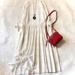 人気 ビアズリー 洗える ウエスト切替 たっぷりギャザー ロングワンピース F