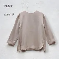 プラステ　PLST カットソー　袖ロールアップ　クルーネック　ドレープ　スリット