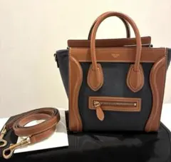 ほぼ新品　CELINE バッグ セリーヌ ラゲージ ナノ レザー キャンバスのサムネイル