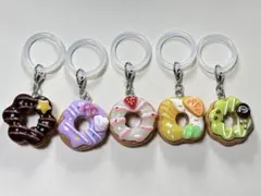 めじるしアクセサリー　フェイクスイーツ　チャーム　ミニチュア　ドーナツ　5個