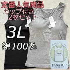 大きいサイズ 3L 2枚組 綿100 ブラトップ タンクトップ カップ付き gb
