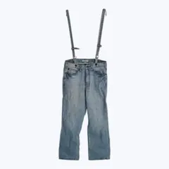 オリーブデオリーブ サスペンダー付き デニムパンツ ジーンズ ライトブルー 花柄のサムネイル