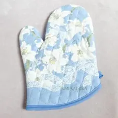 【Yumi Katsura●オーブンミトン 百合 ブルー／新品】のサムネイル