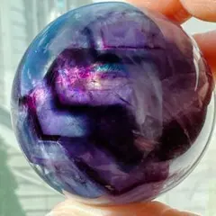 天然石 パープルフローライト 丸玉 虹満載 パワーストーン 原石 - メルカリ