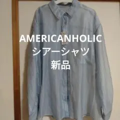 AMERICANHOLIC　シアーシャツ　ストライプ　新品未使用のサムネイル