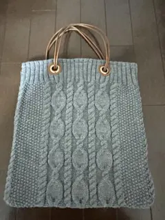 グレー ケーブル編み トートバッグ