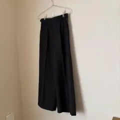 Mサイズウールフィールチェック柄 ワイドパンツチャコールグレー