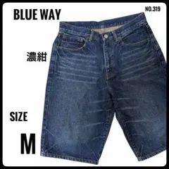 BLUE WAY ブルーウェイ デニム ハーフパンツ M 濃紺 5ポケット90sのサムネイル