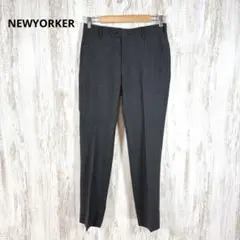 美品 ニューヨーカー チェック ウール センタープレス スラックスパンツ