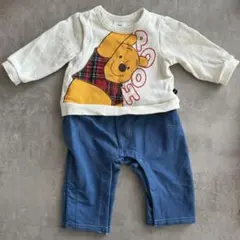 ベビードール くまのプーさん 柄 パッチワーク ドッキングロンパース 70