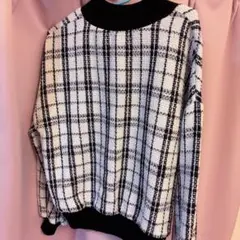 FUN ニット　ツイード　ホワイト　ブラック