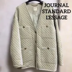 【美品】L'ESSAGE ベロアキルティングVネックブルゾン ジャケット コート