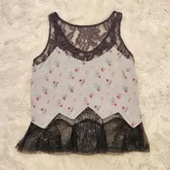 deicy♡　レース×花柄タンクトップ　キャミソール　デイシー　ノースリブラウスのサムネイル