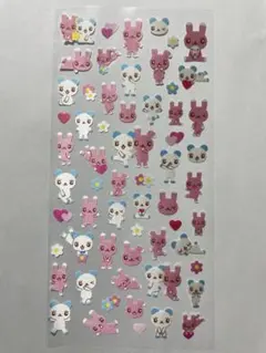 【希少】平成レトロ 布シール ステッカー パンダ＆うさぎ 1シート