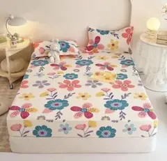 S花柄 ベッドカバー シーツセット シングル
