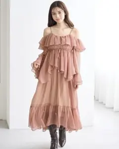 完売品 SNIDEL シフォンフリルミニワンピース flower オフショル