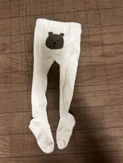 ベビータイツ ホワイト クマ刺繍 12-24ヶ月