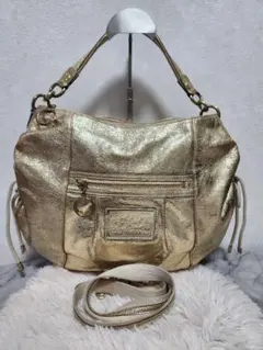 COACH Poppy ゴールド 2way ショルダー ハンド バッグ