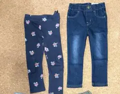 女の子 ボトムス 90cm（H&M 花柄レギンス／アンパサンド デニム）