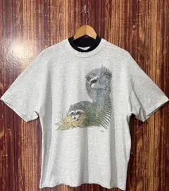 『90s』Hanes アニマルプリント Tシャツ アライグマ グレー XL