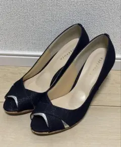 試着のみ ESPERANZA エスペランサ オープントゥ パンプス 22.5のサムネイル