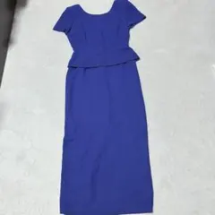 DONNA MORGAN ロイヤルブルー 刺繍ロングドレス くるみボタン 4