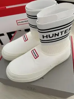 HUNTER ホワイト スニーカータイプソックスブーツのサムネイル