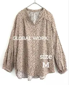 GLOBAL WORK ドット柄ブラウス 長袖　シャツ　 Mサイズ