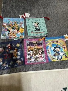 ディズニーキャラクター巾着袋5個セット　周年記念