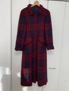 B-CHAD 赤・紺チェック ロングコート