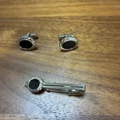 カフスボタン ネクタイピン セット ブラック シルバー