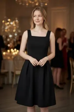 FOXEY BOUTIQUE 美シルエット フィット＆フレア ワンピース黒 38