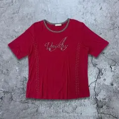 古着 y2k ロゴ レディースTシャツ 半袖（レッド・M）
