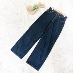 A3318◆ダークブルーワイドデニム/M/ジーンズ/カジュアル/レディース