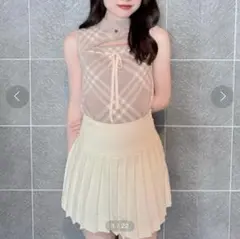 NOMAE チェックリボンノースリーブニット グレーのサムネイル