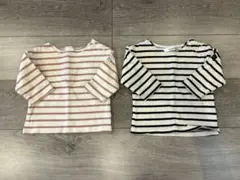 futafuta ボーダー　長袖　Tシャツ　2枚セット　ネイビー　ピンク　セット