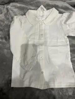 ホワイト 襟付き長袖シャツ