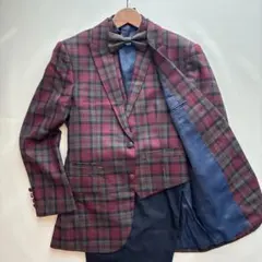 4点セット カジュアルスーツ タキシード チェック アジャスター 結婚式 