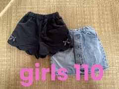 デニム風ショートパンツとデニムスカートセット