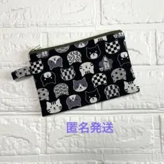 ハンドメイド　ポーチ　フラットポーチ　猫　和柄　小物入れ